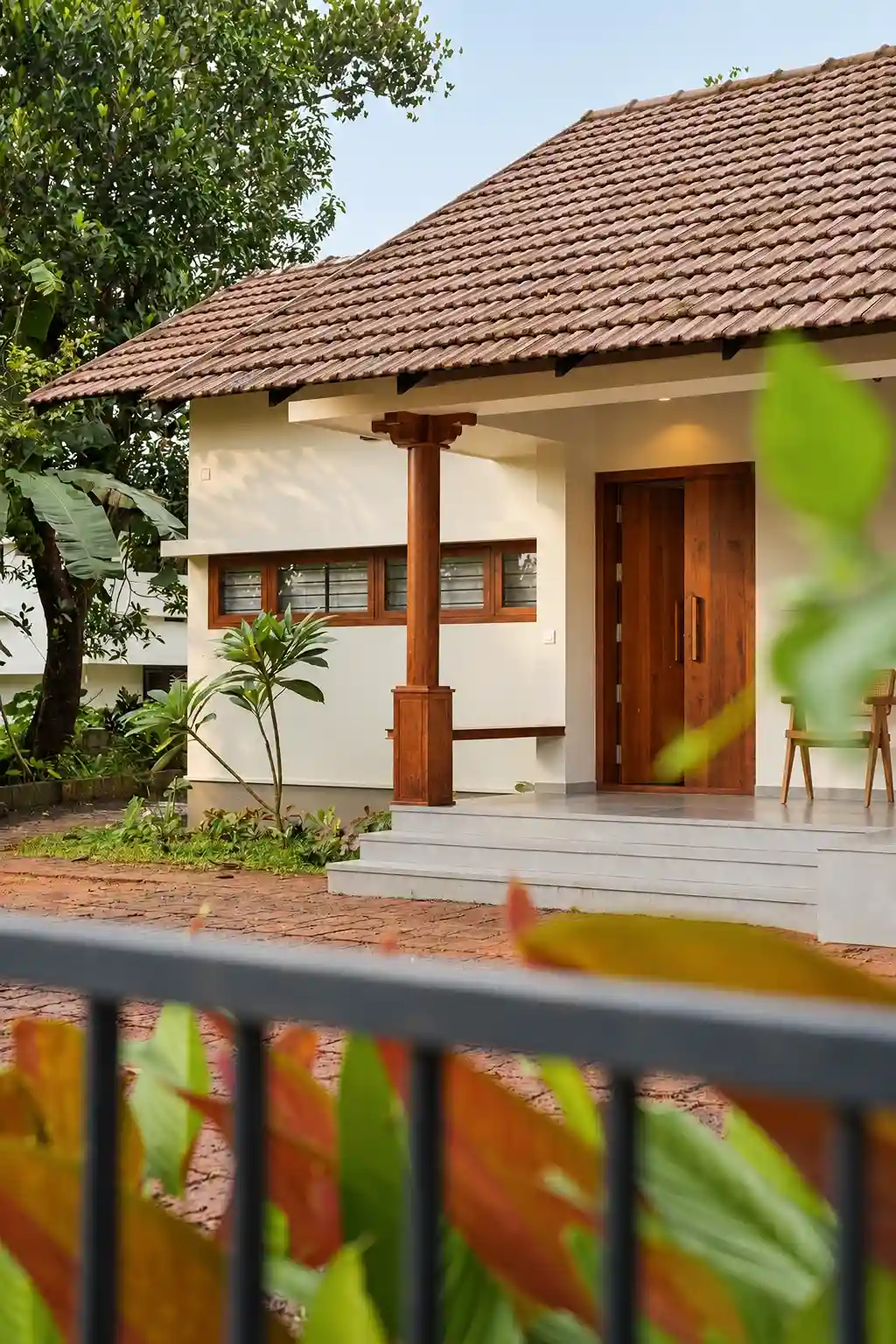 Long exterior view of Dhara traditional Kerala house