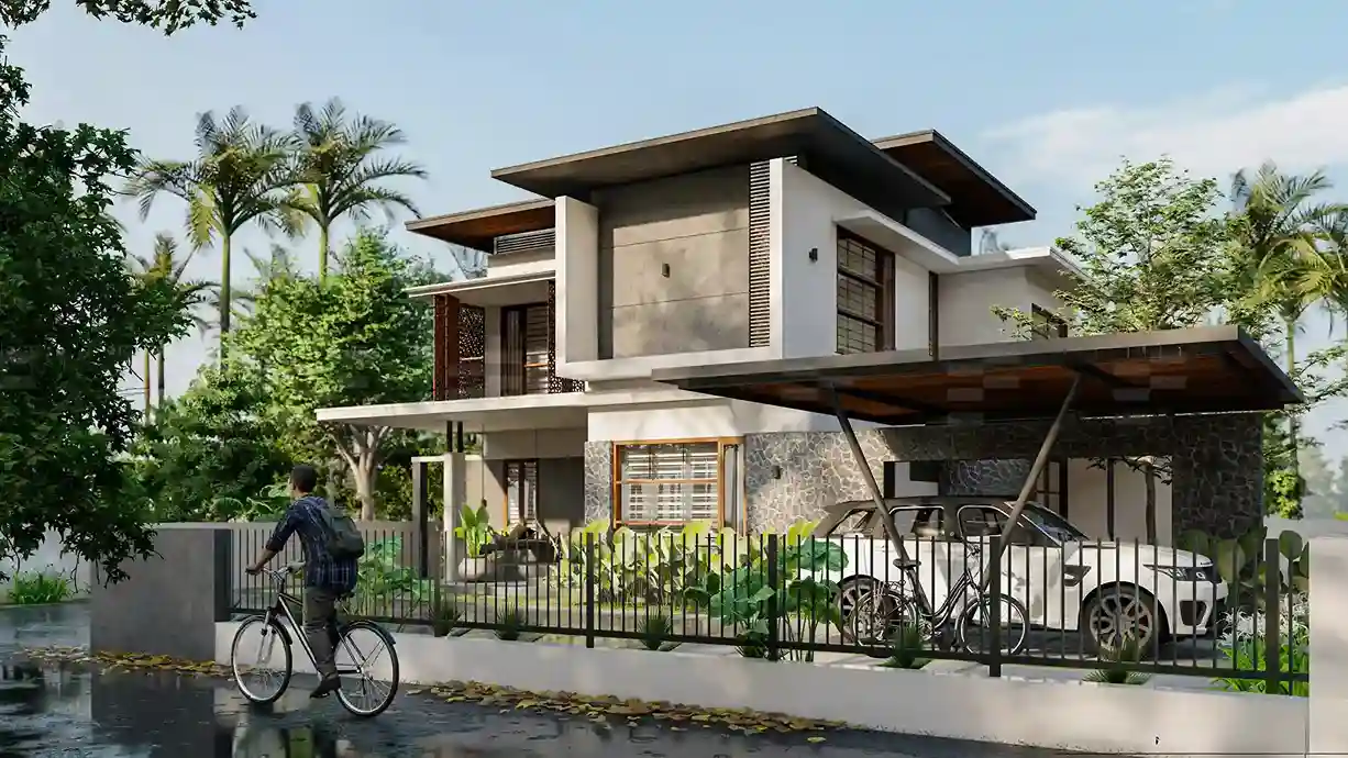 Contemporary house exterior designed by the best architects in Kozhikode