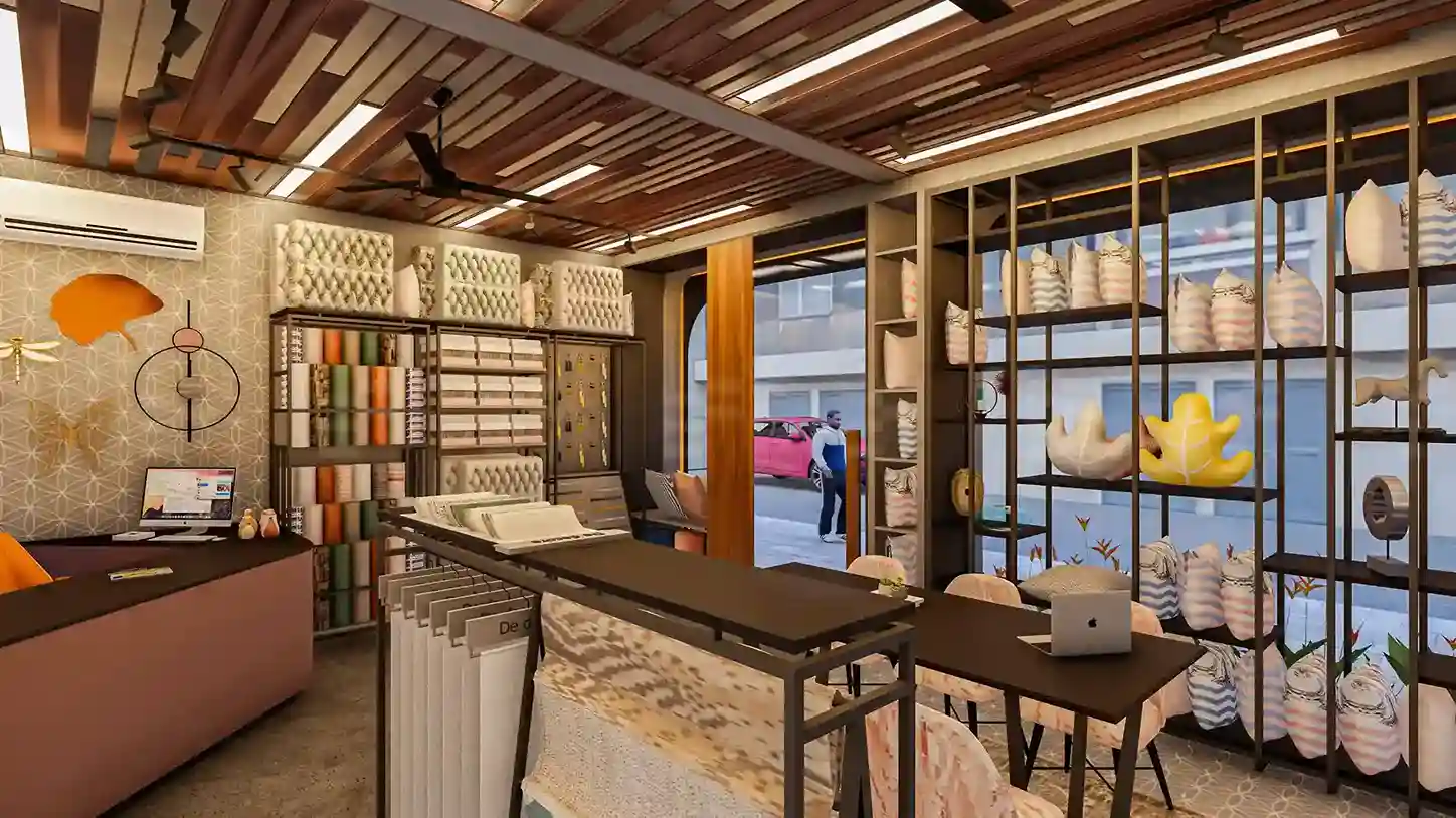 Modern decor shop interior design showcasing functional layouts in Malappuram