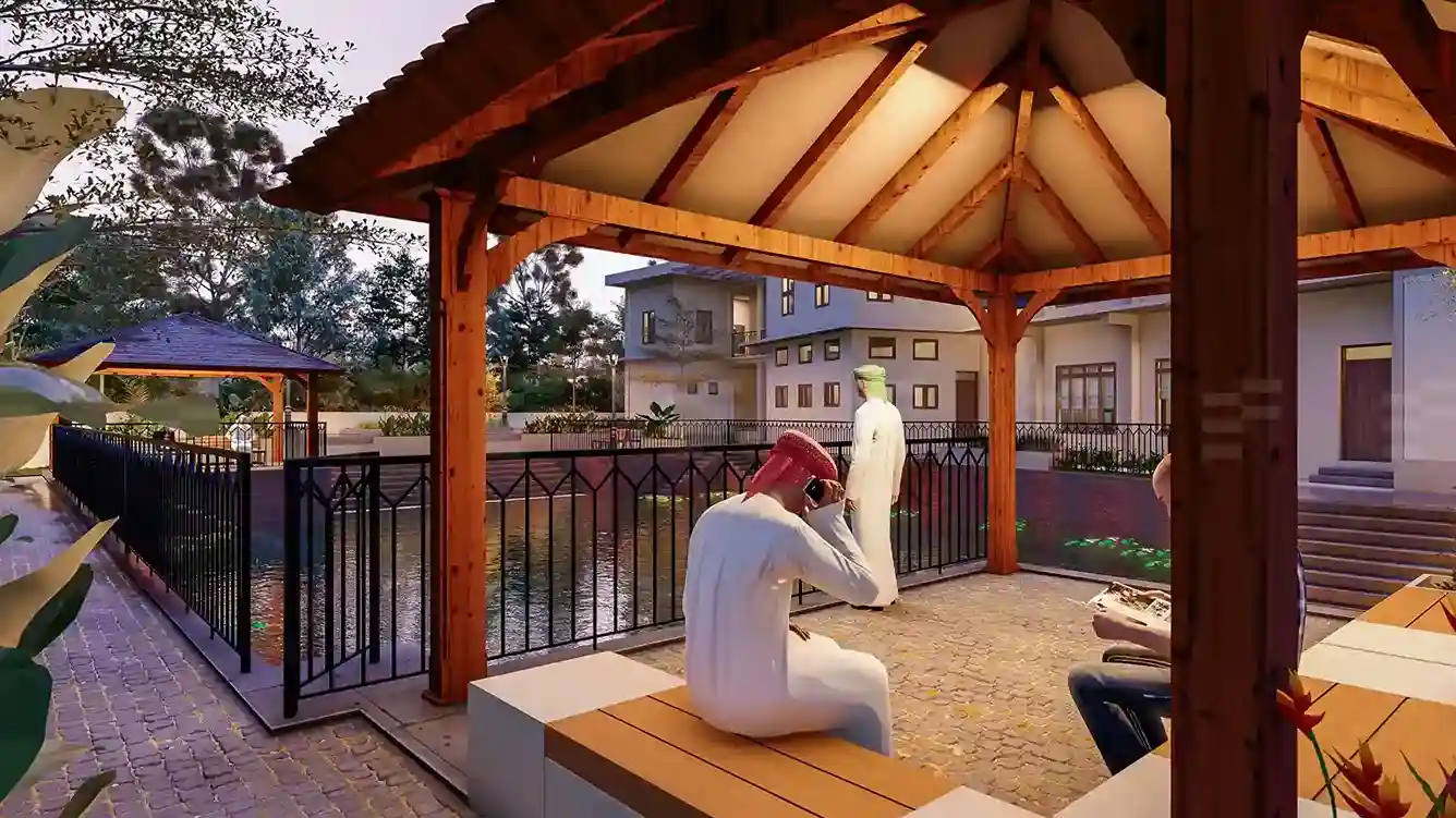 Modern masjid design in Kerala with elegant waterfront setting