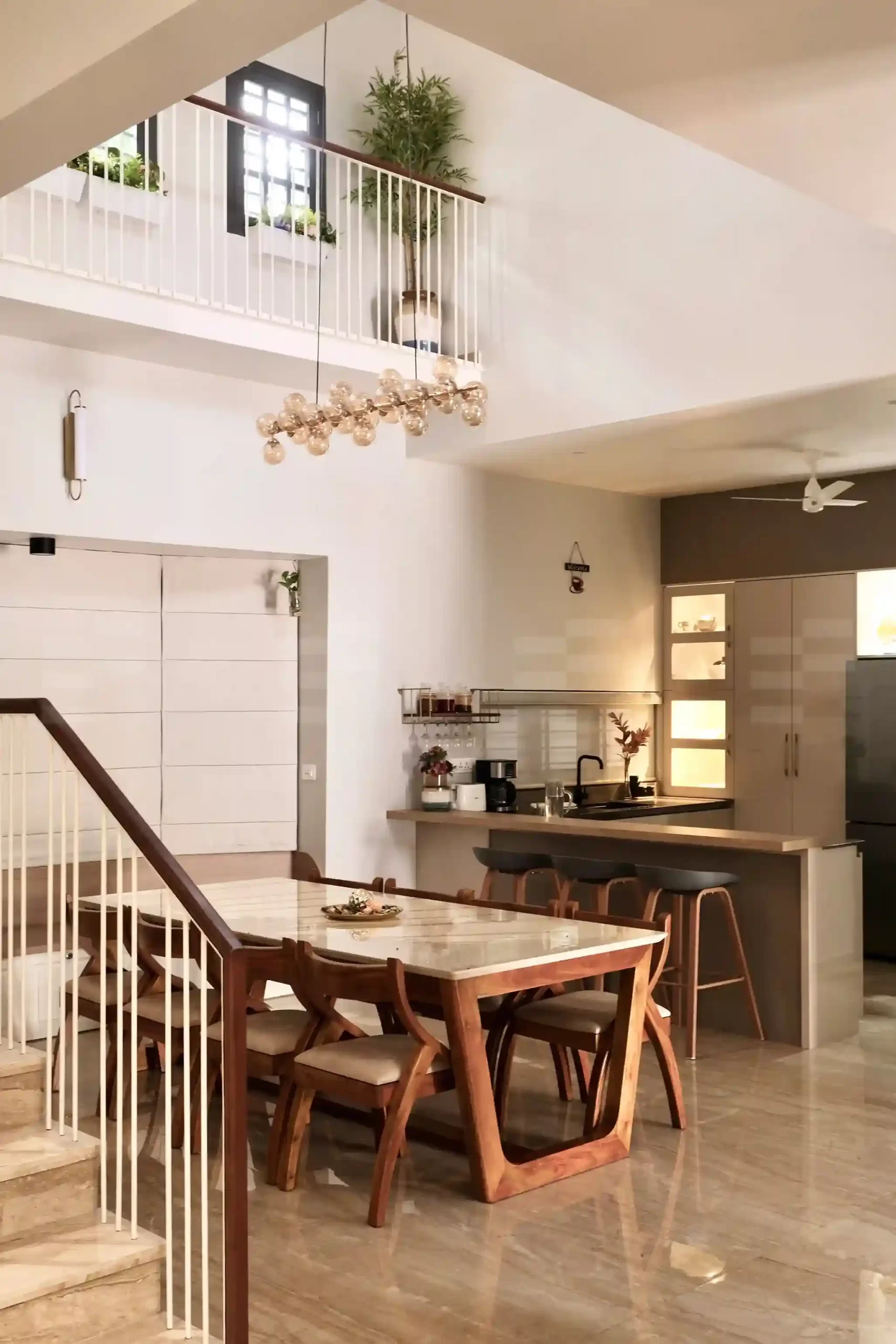 kottulara, Malappuram,kerala colonial house open layout kitchen and dining space design