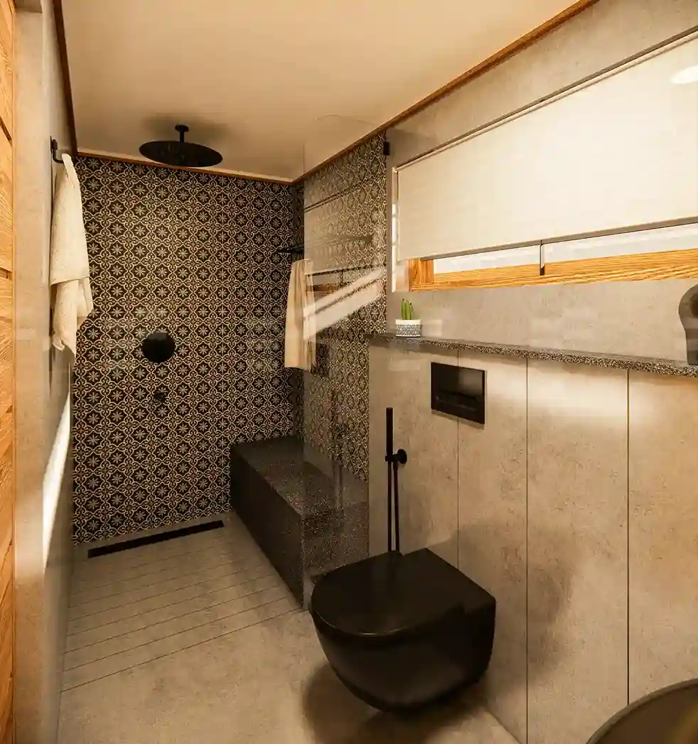 Stylish hotel bathroom design with functional interiors in Kondotty
