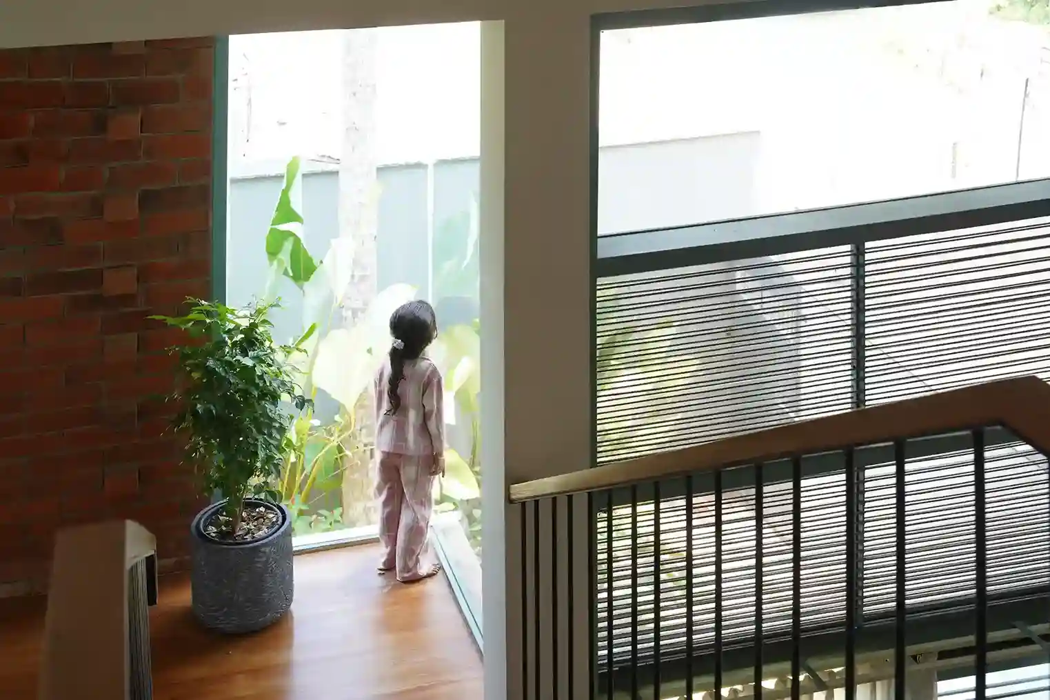 Contemporary house design Kerala first floor corridor view